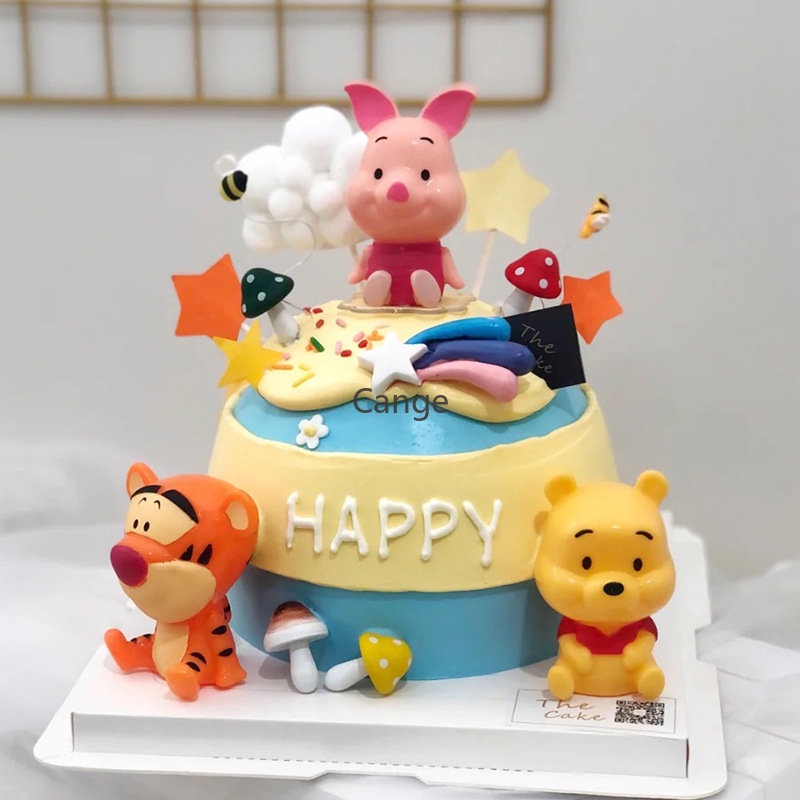 3ชิ้น/เซ็ตของหมีพูห์ของตกแต่งเค้กวันเกิดการ์ตูนของตกแต่งเค้กวันเกิด