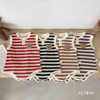 ชุดรอมเปอร์แขนกุด ลายทางหมี แฟชั่นฤดูร้อน สําหรับเด็กผู้ชาย …