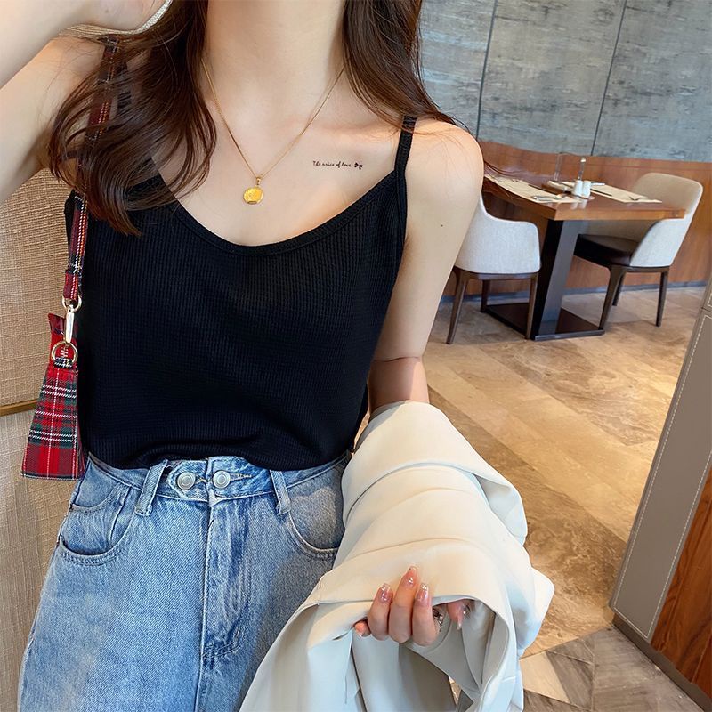 🍒Bee🍒 สลิงขนาดเล็ก เสื้อกั๊ก ผู้หญิง ขนาดพลัส หลวม การจับคู่ภายใน แขนกุด สายคล้องไหล่ แคบ🍒(จัดส่ง 24 ชั่วโมง)🍒