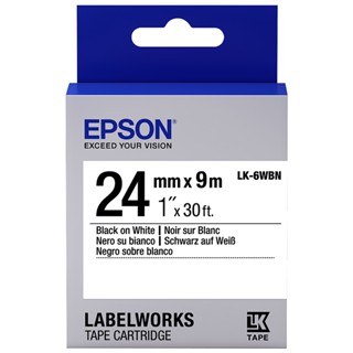 เทปพิมพ์อักษร 24มม. ดำบนพื้นขาว Epson LK-6WBN