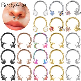 Bodyace จิวเจาะกระดูกอ่อน จมูก เกือกม้า รูปดาว ดวงจันทร์ สเตนเลส 1 ชิ้น