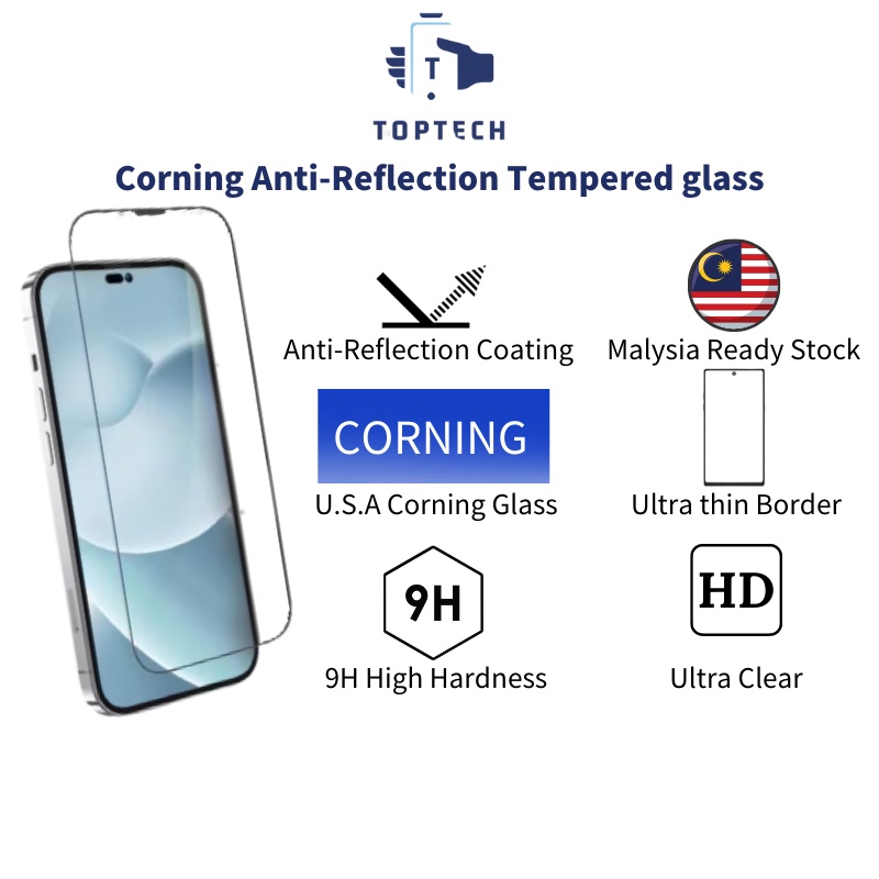 Toptech AR Corning กระจกนิรภัยสําหรับ Vivo V15,15 Pro,V17/V17 Pro,V19/19Neo,V20/V20 SE,V21e(4G/5G),V