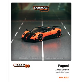 โมเดลรถยนต์ Tarmac Works Pagani Zonda Cinque Orange ขนาด 1:64 ของเล่นสําหรับเด็ก