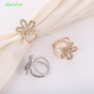 Bluevelvet ผู้หญิงผ้าพันคอหัวเข็มขัดหรูหรา Rhinestone ดอกไม้กลวงออกเครื่องประดับแฟชั่นคริสตัลผ้าพันคอแหวน