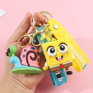 พวงกุญแจ จี้ตุ๊กตา Spongebob Squarepants Crab Boss Octopus Patrick Brother PVC แบบนิ่ม สําหรับรถยนต์
