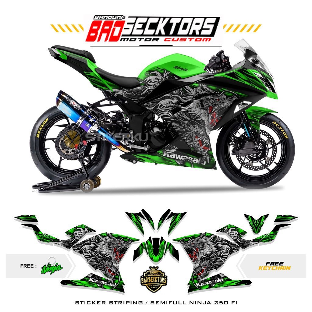 สติกเกอร์ NINJA250 FI SEMIFULL NINJA 250 FI MOTIF 31 DRAGON SEMIFULL NINJA FI NINJA 250 FI DECALS NI