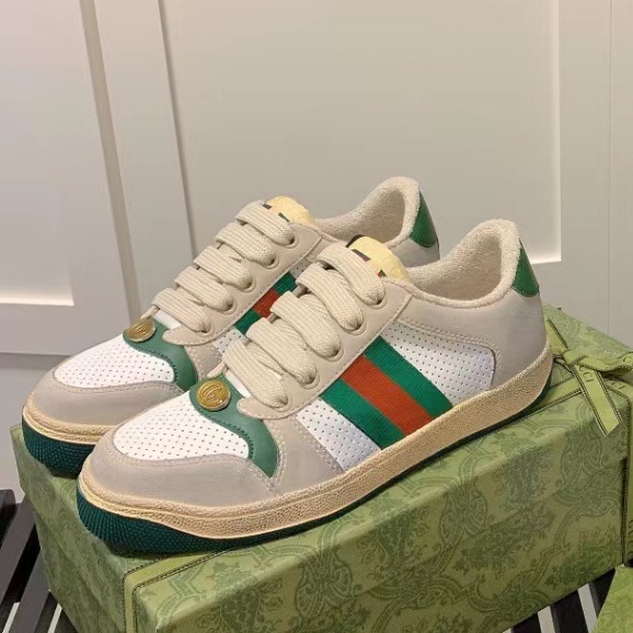 Gucci_ของแท้ รองเท้ากีฬาลําลอง ข้อสั้น หัวกลม ขนาดเล็ก พร้อมกล่องรองเท้า 2023