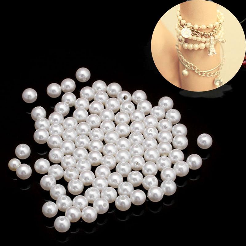 4-14 มม . 5-100 ชิ ้ น Faux Pearl รอบลูกปัด DIY สําหรับเครื ่ องประดับทํา