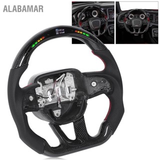 ALABAMAR คาร์บอนไฟเบอร์ไฟ LED Shift แสดงพวงมาลัยเหมาะสำหรับ Dodge Challenger/Charger SRT HELLCAT 2015-2020