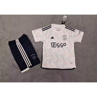 เสื้อกีฬาแขนสั้น ลายทีม Ajax Away 23/24 สําหรับเด็กอายุ 2-13 ปี