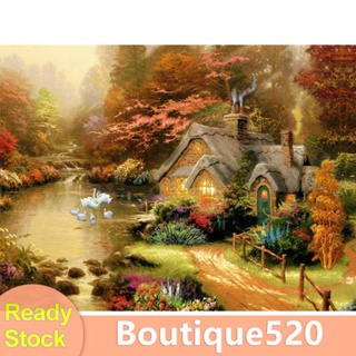 ชุดปักครอสสติตช์ 11CT รูปกระท่อมทะเลสาบ สําหรับตกแต่งบ้าน [boutique520.th]