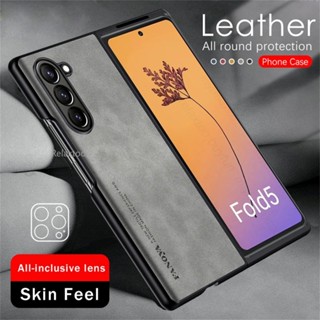 เคสโทรศัพท์มือถือหนัง กันกระแทก ป้องกันกล้อง สีพื้น หรูหรา สําหรับ Samsung Galaxy Z Fold5 Fold4 Fold3 Z Fold 5 4 3 ZFold5 ZFold4 ZFold3 5G