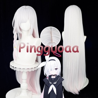 Manmei Game Blue Archive Plana Arona Cosplay Wig 90cm Long Silver White Pink Mixed Color Wigs Heat Resistant Synthetic Hair