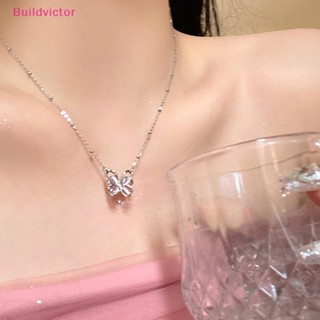 Buildvictor สร้อยคอโซ่ จี้คริสตัล พลอยเทียม รูปผีเสื้อ สีเงิน แวววาว เครื่องประดับ สําหรับสุภาพสตรี งานแต่งงาน ปาร์ตี้ ของขวัญ TH