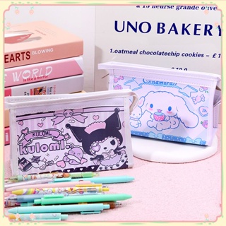 กระเป๋าดินสอ Sanrio Kuromi Melody Cinnamoroll Double Sided Single-layer Large Capacity Pencil Bag Multi-function Cosmetic Handbag Girl Gift 【sunny】