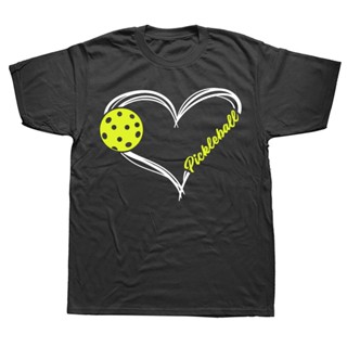 อ่อนนุ่ม 6 ใหม่ เสื้อยืดลําลอง ผ้าฝ้าย แขนสั้น พิมพ์ลายกราฟฟิค I Love Pickleball แนวสตรีท เหมาะกับของขวัญวันเกิด แฟชั่นส