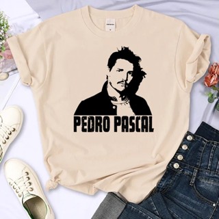 เสื้อยืด พิมพ์ลายมังงะ Pedro Pascal ตลก สําหรับผู้หญิง