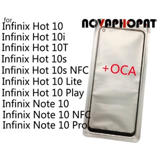 Novaphopat แผงเลนส์กระจกหน้าจอสัมผัส OCA แบบเปลี่ยน สําหรับ Infinix Hot 10 Play Lite 10S 10i 10T Note 10 Pro NFC