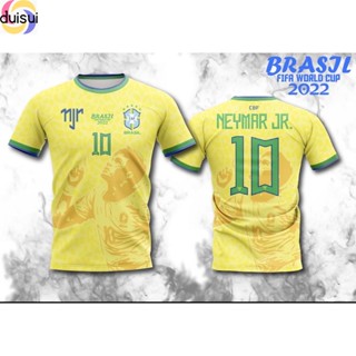 Duisui เสื้อพิมพ์ลาย ยอดฮิต ลาย ทีมชาติ เนย์มาร์ 2022 สีเหลือง BRAZIL NEYMAR