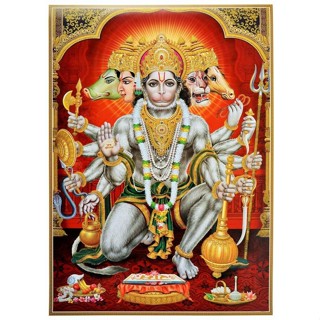 โปสเตอร์ Den Zari Art Work Photo of Panchmukhi Hanuman สไตล์วินเทจ ขนาดใหญ่ ไม่มีกรอบรูป สําหรับตกแต่งทางศาสนา 0415pm