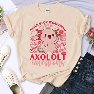 เสื้อยืด พิมพ์ลายการ์ตูนมังงะ กราฟฟิค Axolotl สําหรับผู้หญิง