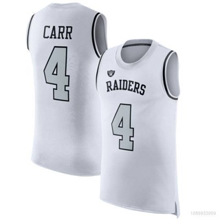 เสื้อกีฬาแขนกุด ลายทีม Las Vegas Raiders Carr No.4 HQ1 NFL พลัสไซซ์ สีขาว สําหรับผู้ชาย และผู้หญิง QH1