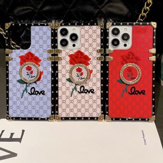 For Samsung Galaxy Note8 Note9 Note10 Plus Note20 S23 Ultra A12 A22 A32 A03 A03S Fashion Rose Flower Square Phone Case With Bracket