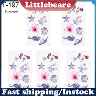 &lt;littlebeare&gt; สติกเกอร์รอยสักชั่วคราว ลายดอกไม้ สัตว์ กันน้ํา สําหรับติดตกแต่งร่างกาย 5 ชิ้น