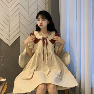 ชุดเดรส Midi Dress ทรงหลวม สไตล์ Preppy สําหรับสตรี