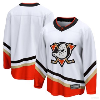 เสื้อกีฬาแขนยาว ลาย NHL Anaheim Ducks Jersey สีขาว พลัสไซซ์