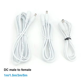 ปลั๊กอะแดปเตอร์เชื่อมต่อพาวเวอร์ซัพพลาย DC ตัวเมีย เป็นตัวผู้ 12V 22awg 5.5x2.1 มม. ยาว 1 ม. 5 ม. สีขาว สําหรับสายไฟ