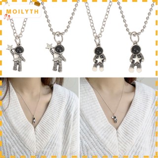 MOILY 1/2 ชิ้น สร้อยคอ จี้แฟชั่นฮิปฮอป นักบินอวกาศ อวกาศ สร้อยคอโซ่ แบบใหม่ สไตล์พังก์ ของขวัญวันวาเลนไทน์คู่รัก ของขวัญ BFF เครื่องประดับดึงดูดใจ