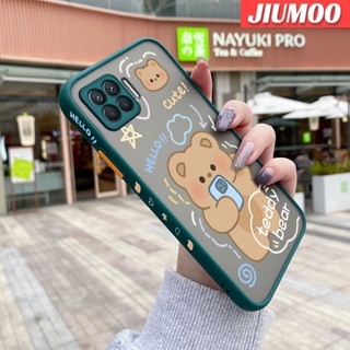 สําหรับ OPPO A93 2020 F17 Pro Reno 4F Reno 4 Lite เคสการ์ตูน ตุ๊กตาหมี ขอบสี่เหลี่ยม ดีไซน์ใหม่ กันกระแทก ฝ้า ใส เคสโทรศัพท์แข็ง