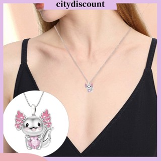 &lt;citydiscount&gt; จี้สร้อยคอ รูปดวงตาสุนัขจิ้งจอกน่ารัก ประดับพลอยเทียม สีดํา ปรับได้ เครื่องประดับแฟชั่น สําหรับผู้หญิง