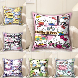 SANRIO ปลอกหมอน ผ้ากํามะหยี่ขนนิ่ม โพลีเอสเตอร์ ลายการ์ตูน Cinnamoroll&amp;Kuromi&amp; Hello Kitty น่ารัก สําหรับตกแต่งบ้าน ห้องนอนเด็ก โซฟา