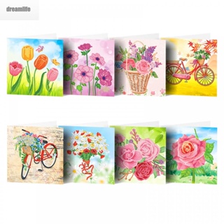 【DREAMLIFE】5D Diamond Painting Greeting Card Flower Diamond Painting Card Birthday Gift