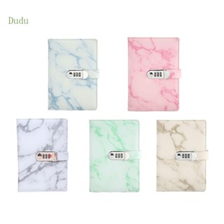 Dudu สมุดโน้ตไดอารี่ ปกหนัง PU พิมพ์ลายหินอ่อน แบบใส่รหัสผ่าน
