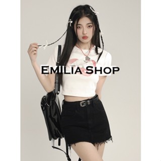 EMILIA SHOP  เสื้อยืด เสื้อครอป เสื้อผ้าแฟชั่นผู้หญิง สไตล์เกาหลี ins 2023 ใหม่  Chic Comfortable สวย ทันสมัย A29J1RI 36Z230909