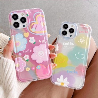 เคสโทรศัพท์มือถือ TPU นิ่ม แบบใส ลายดอกไม้หน้ายิ้ม สีชมพู สําหรับ Xiaomi Redmi Note 12 Pro Plus 11S 11 10S 10 9S 9 Poco X5 X4 X3 F5 Pro Mi 12T 11T 10T 12 13 Pro Lite