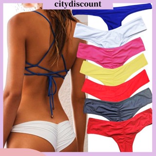 &lt;citydiscount&gt; ชุดว่ายน้ําบิกินี่ สีพื้น สไตล์ฮิปสเตอร์ เซ็กซี่ สําหรับผู้หญิง