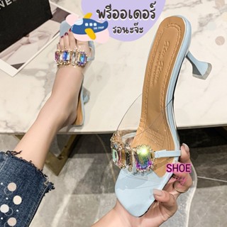 งานดี ห้ามพลาด อะไหล่เพชร เม็ดโต ส้นเข็ม ส้นสูง 3 นิ้ว เปิดส้น size 34-39 รองเท้าผู้หญิง ขายดี กำลังฮิต ลด 50% BB209