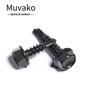 MUVAKO สกรูซ็อกเก็ต สเตนเลส 410 หัวแบน ทรงหกเหลี่ยม สีดํา สําหรับสกรูหกเหลี่ยมด้านนอก 100 ชิ้น