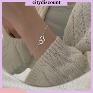 &lt;citydiscount&gt; สร้อยข้อมือโซ่ จี้รูปหัวใจ เรขาคณิต ปรับขนาดได้ สําหรับผู้หญิง