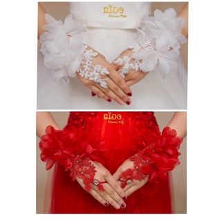 Tsถุงมือเด็ก(มีหน้าร้านอยู่รัชดา)KS002 ถุงมือติดดอกไม้ สีขาว…