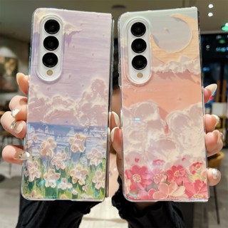 เคสโทรศัพท์มือถือแฟชั่น ลายดอกไม้ ภาพวาดสีน้ํามัน หรูหรา พับได้ สําหรับ Samsung Galaxy Z Fold5 4 3 Z Fold 4 5G Galaxy Z Fold4