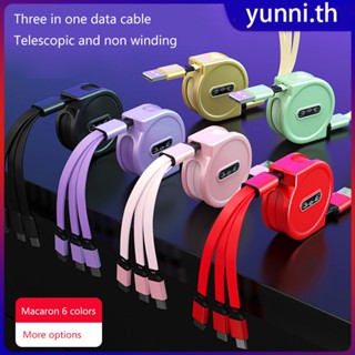 3-in-1 Super Fast Charging Data Line Retractable Automatic Storage Ios/type-c/micro Usb สายชาร์จด่วน Yunni