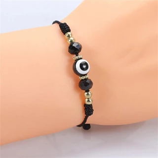 Lucky Blue Evil Eye สร้อยข้อมือคู่ แฮนด์เมด ปรับได้ เชือกถัก ลูกปัด สร้อยข้อมือ สําหรับผู้หญิง ผู้ชาย มิตรภาพ เครื่องประดับของขวัญ