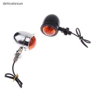 Delicatesun ไฟหน้ารถมอเตอร์ไซด์ สีเหลืองอําพัน 12v ไฟแสดงสถานะโครเมี่ยม สีดํา 2 ชิ้น