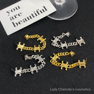 [0705]SDY New French Arc De Triomphe Metal Chain Ear Clip Light Luxury Senior Design Sense Earrings Minority All-Match Female Ear RingsY2K