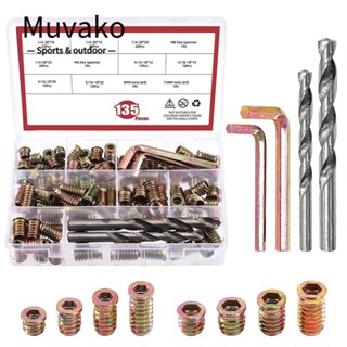 Muvako เม็ดมีดกลึง เหล็กคาร์บอน ชุบสังกะสี 9 มม. 11 มม. 1/4 นิ้ว 5/16 นิ้ว สําหรับเฟอร์นิเจอร์ไม้ 135 ชิ้น